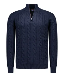 Heren trui met rits blauw