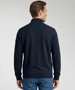 Heren trui met rits blauw