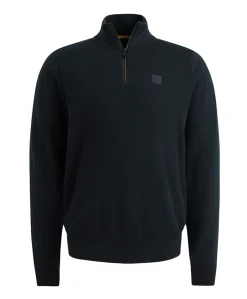Heren trui met rits blauw