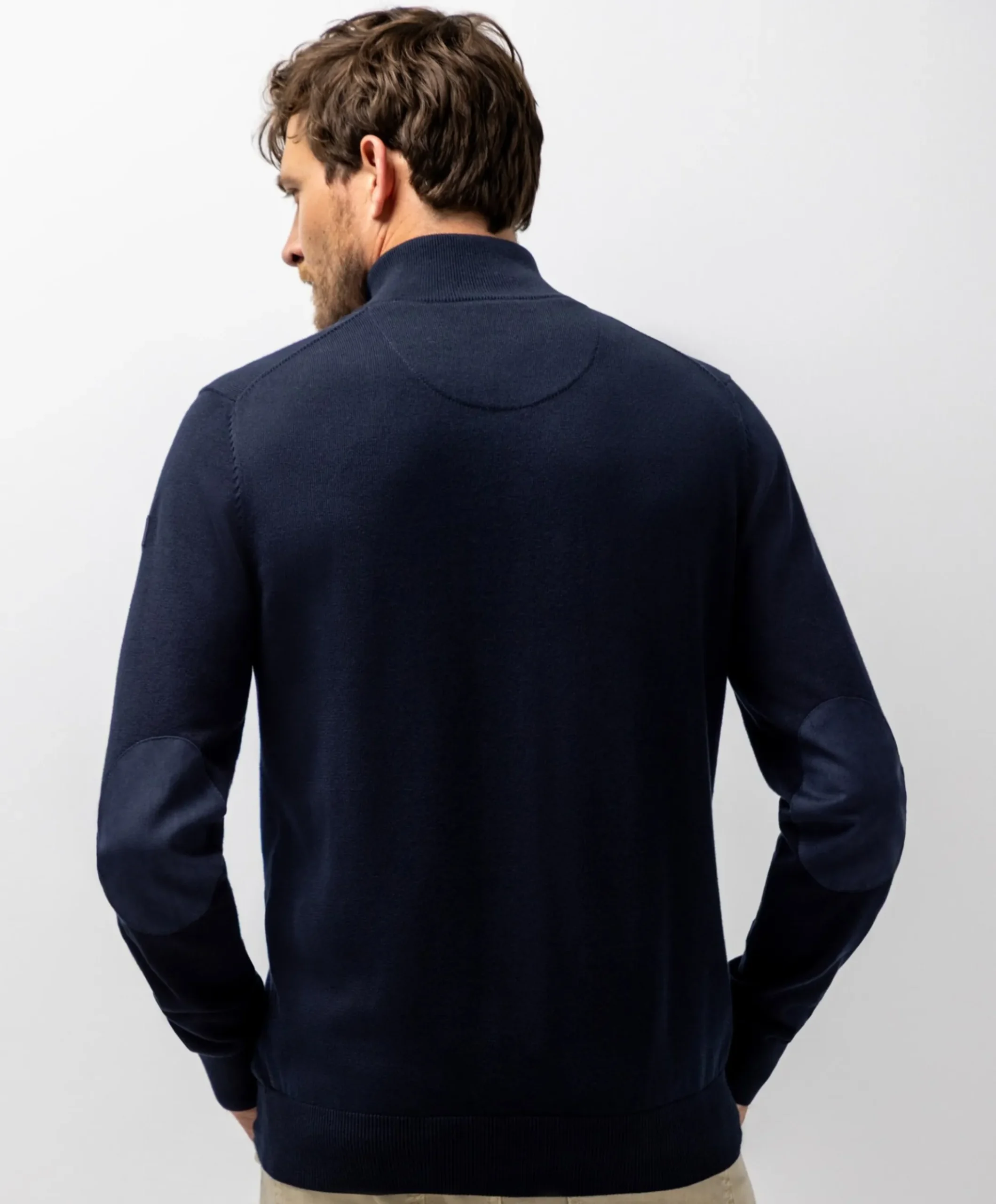 Heren trui met rits blauw