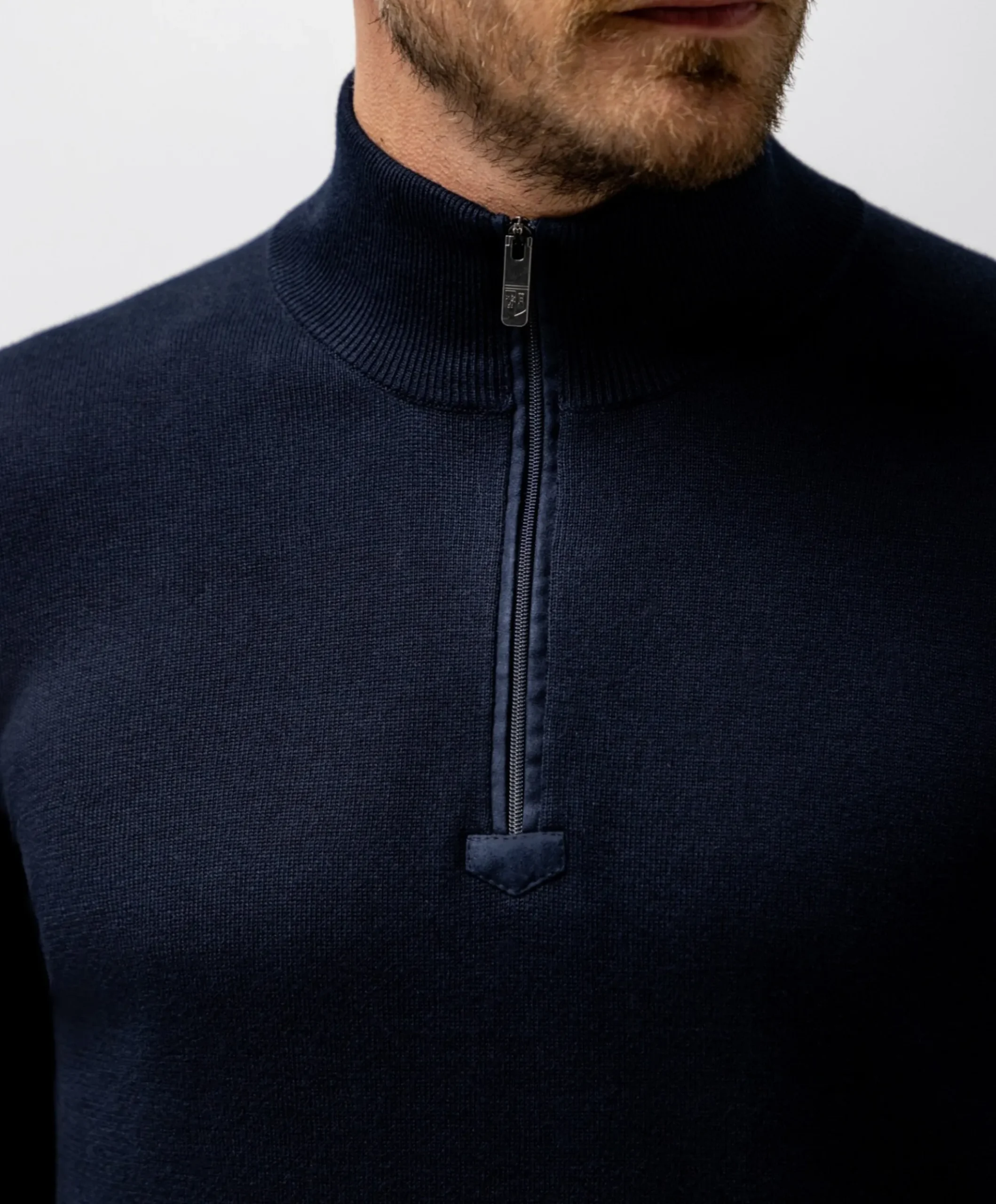 Heren trui met rits blauw