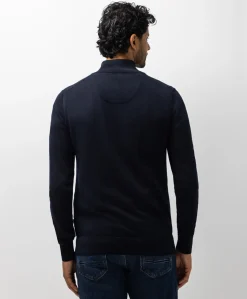 Heren trui met rits blauw
