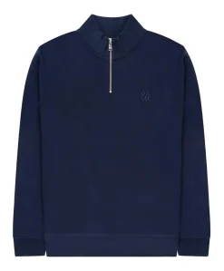Heren trui met rits blauw