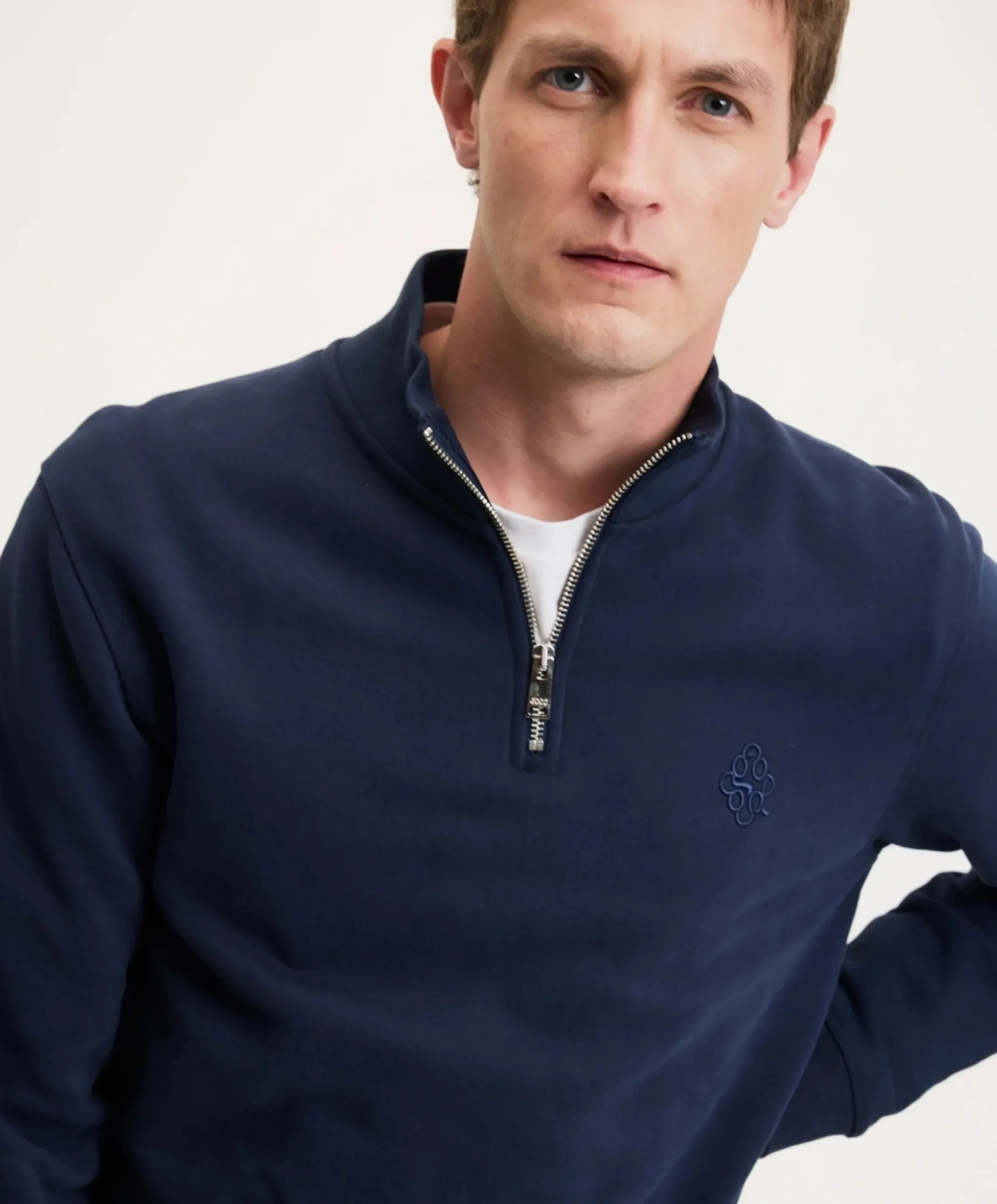 Heren trui met rits blauw
