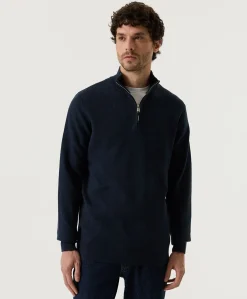 Heren trui met rits blauw