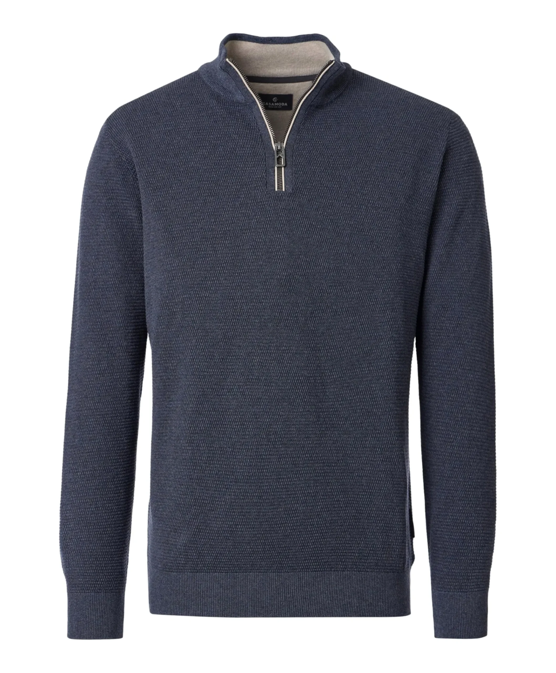 Heren trui met rits blauw