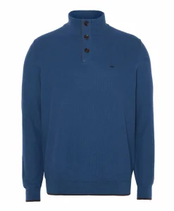 Heren trui met rits blauw