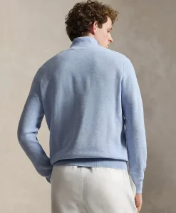 Heren trui met rits blauw