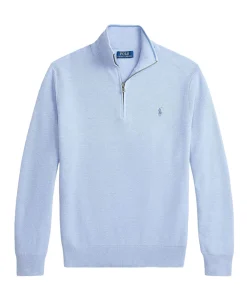 Heren trui met rits blauw