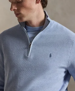 Heren trui met rits blauw