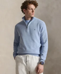 Heren trui met rits blauw