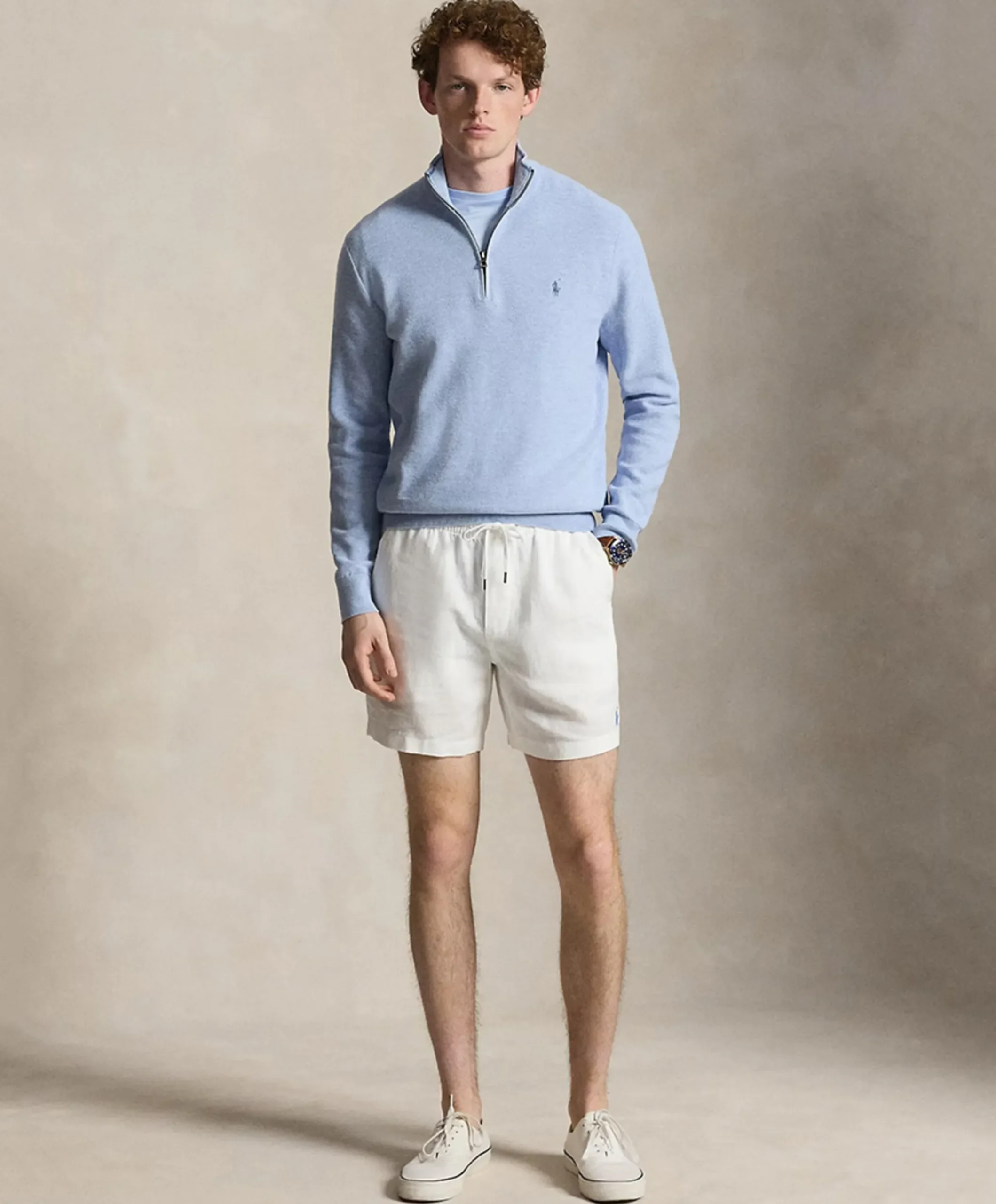 Heren trui met rits blauw