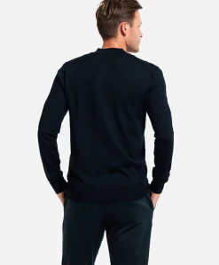 Heren trui met rits blauw