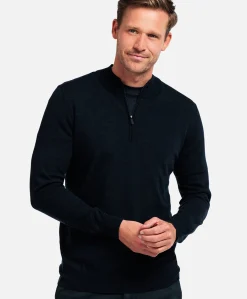 Heren trui met rits blauw