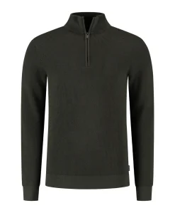 Heren trui met rits groen