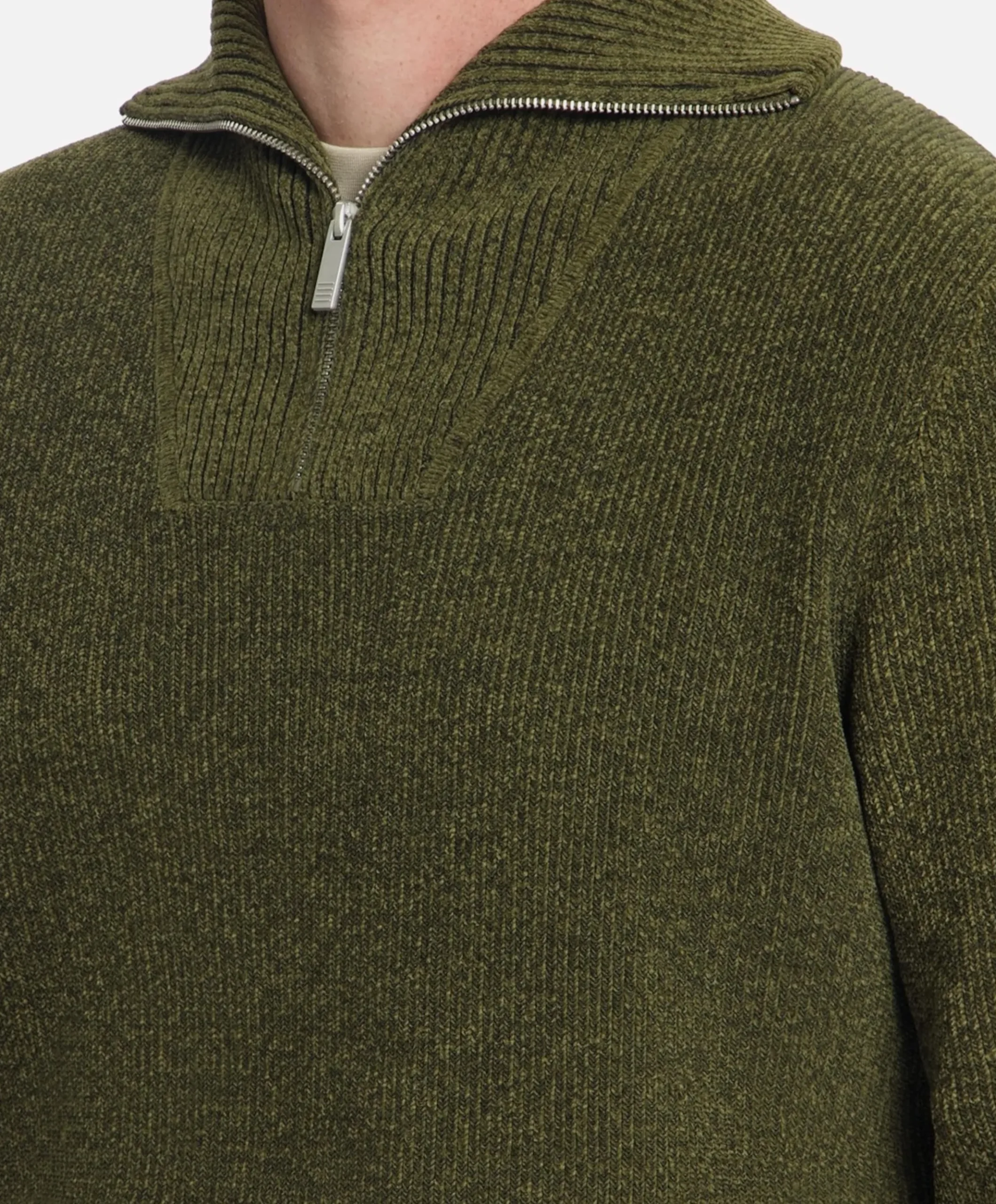 Heren trui met rits groen