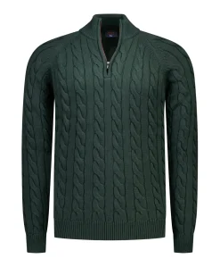 Heren trui met rits groen