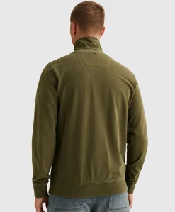 Heren trui met rits groen