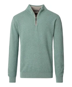 Heren trui met rits groen