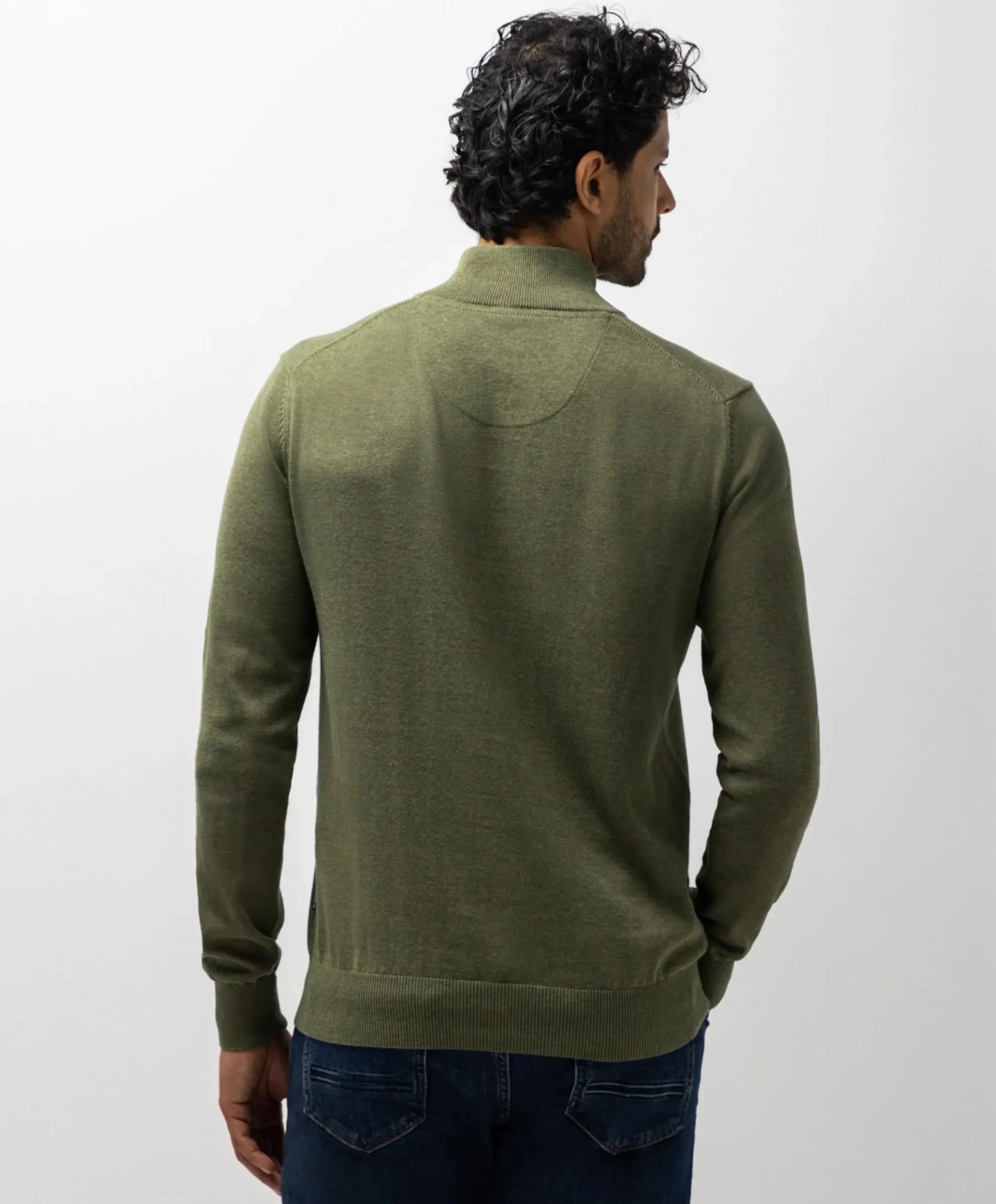 Heren trui met rits groen