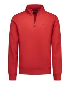 Heren trui met rits rood