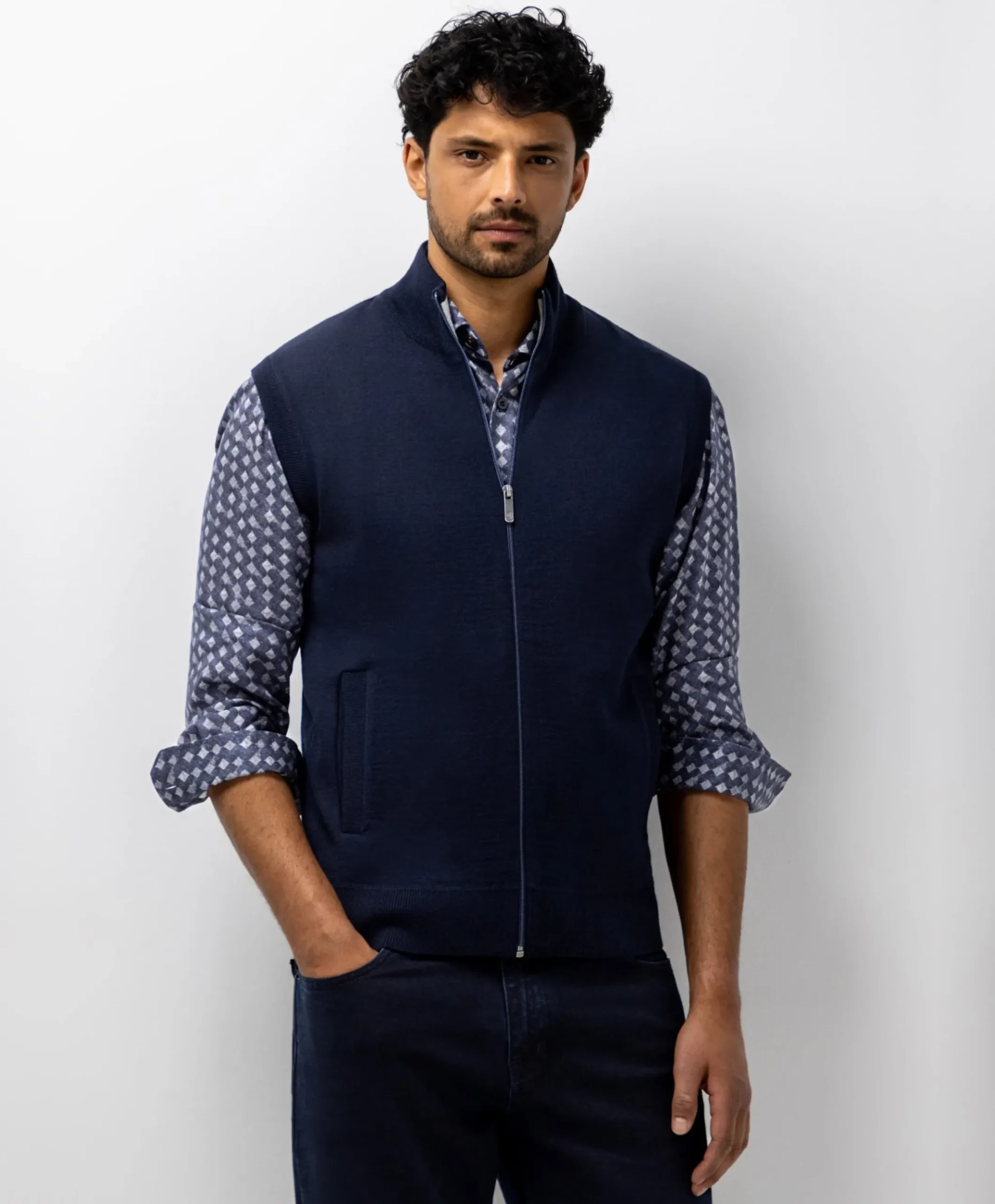 Heren vest blauw