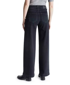 high waist wide leg dames jeans zwart