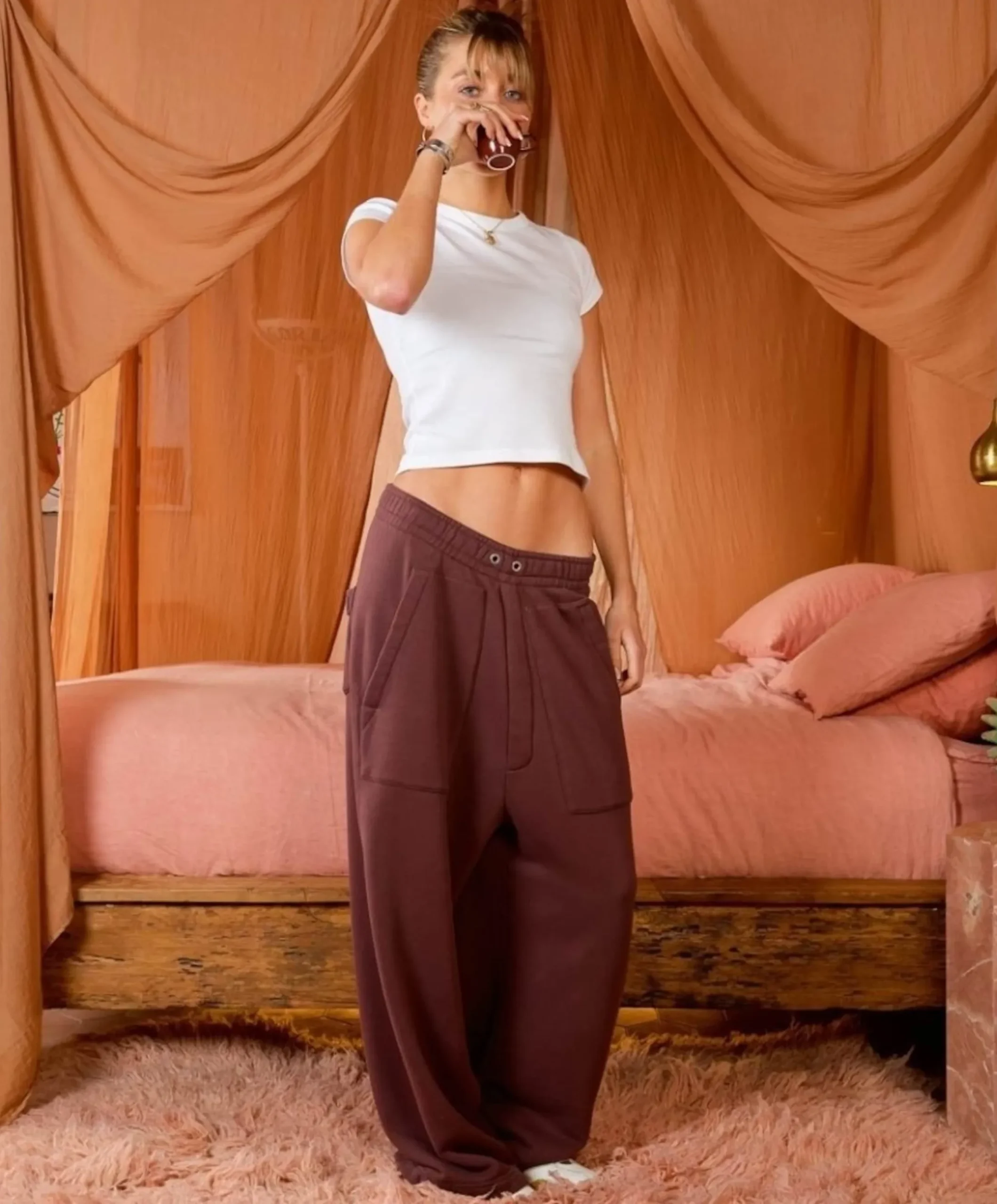 Hugo Baggy Sweat dames broek bruin
