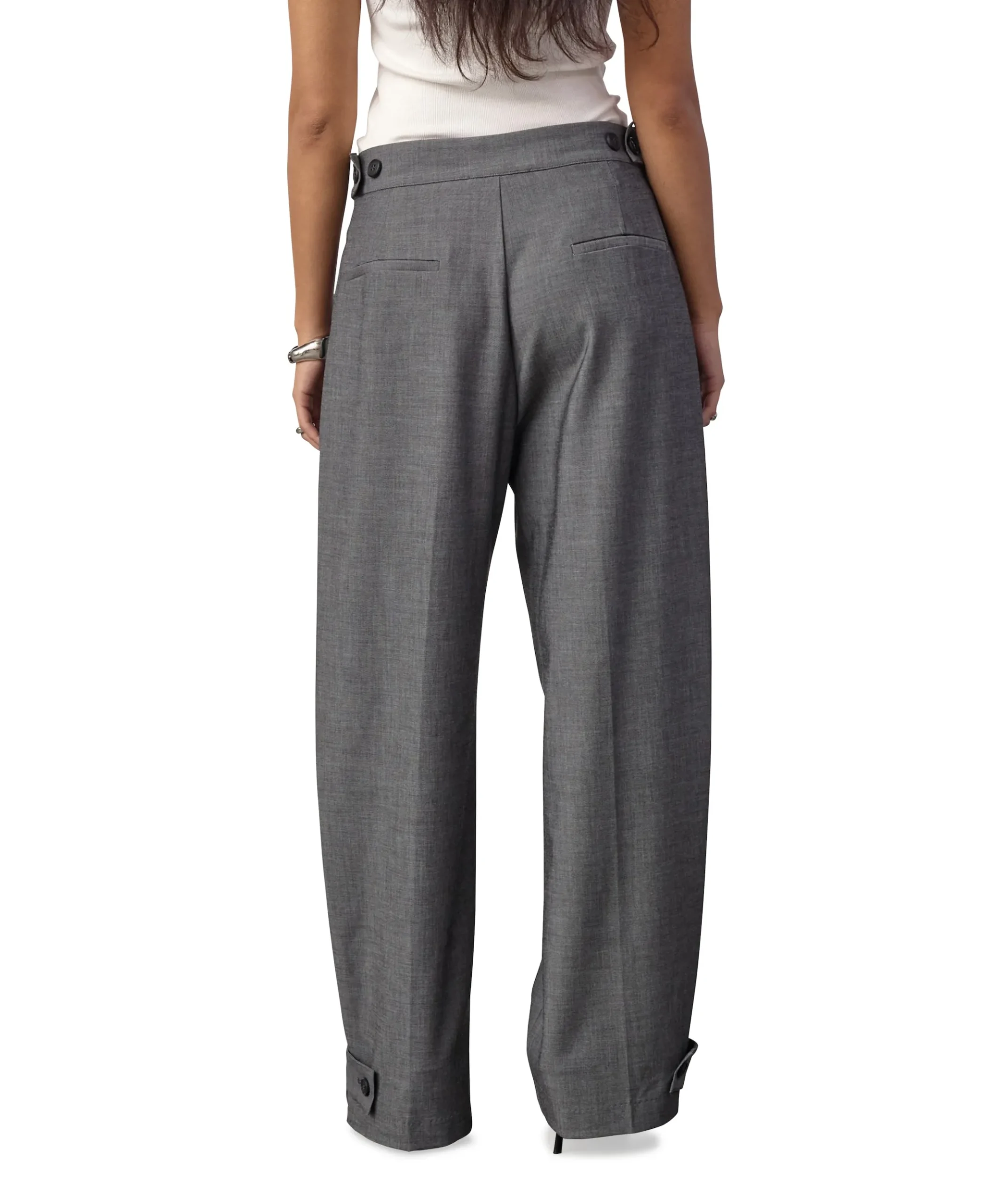 JackyCC Pleat dames broek grijs