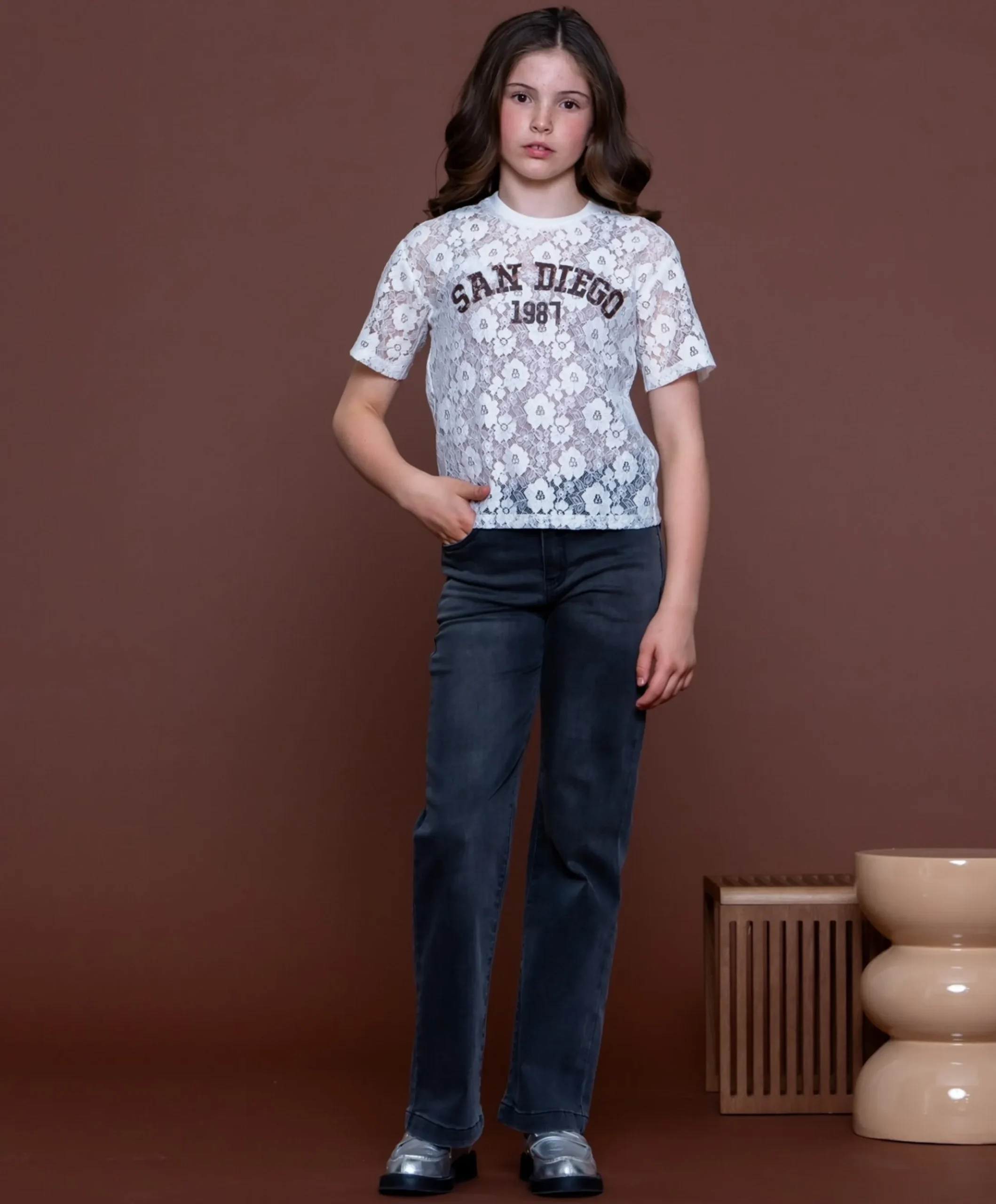 Jeans jogg meisjes jeans grijs