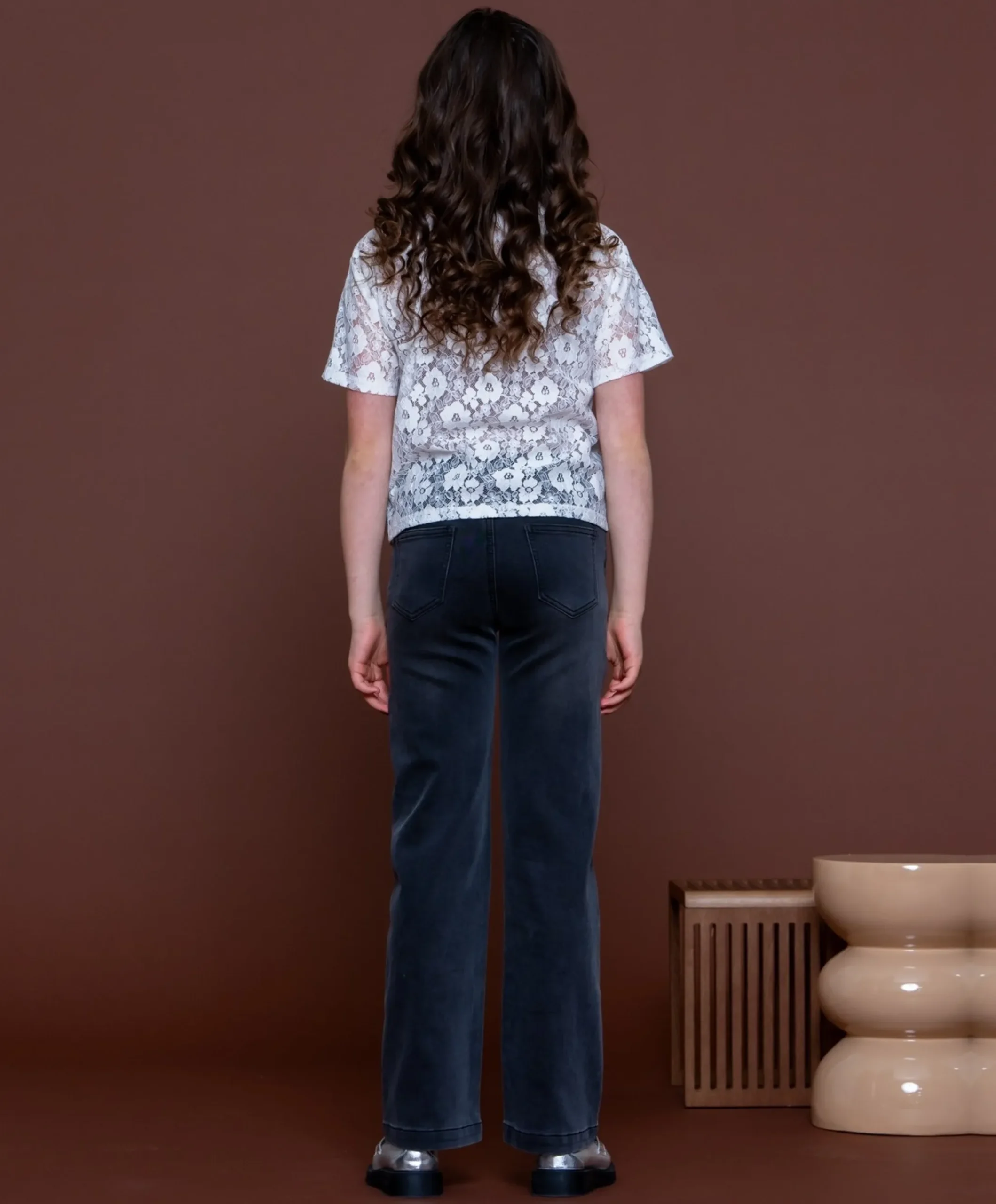 Jeans jogg meisjes jeans grijs