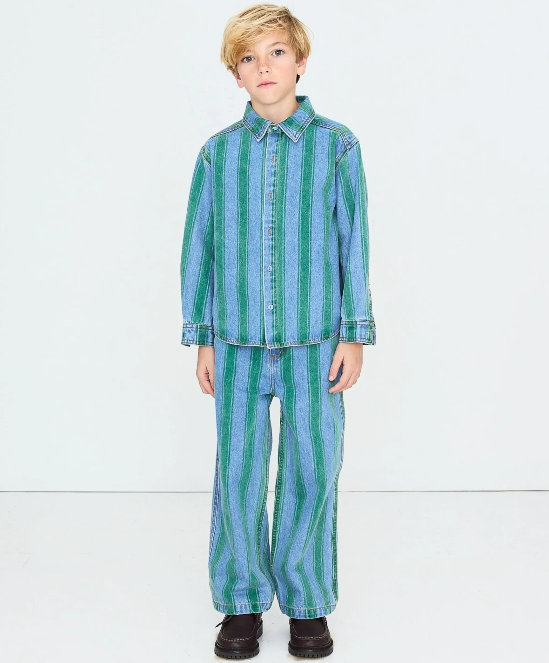 Jongens overhemd lange mouw blauw