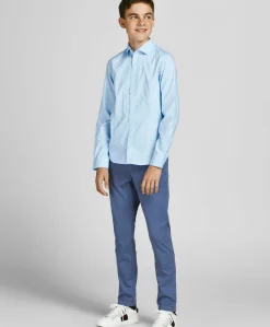 Jongens overhemd lange mouw blauw