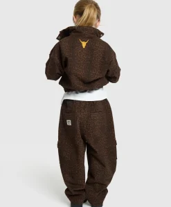 Kids woven leopard cargo pants meisjes broek bruin
