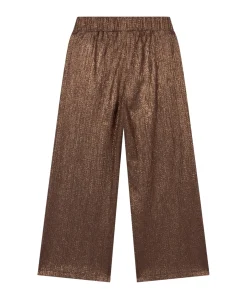 knitted shiny wide leg meisjes broek bruin