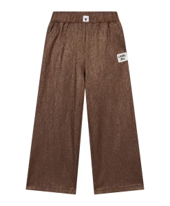 knitted shiny wide leg meisjes broek bruin