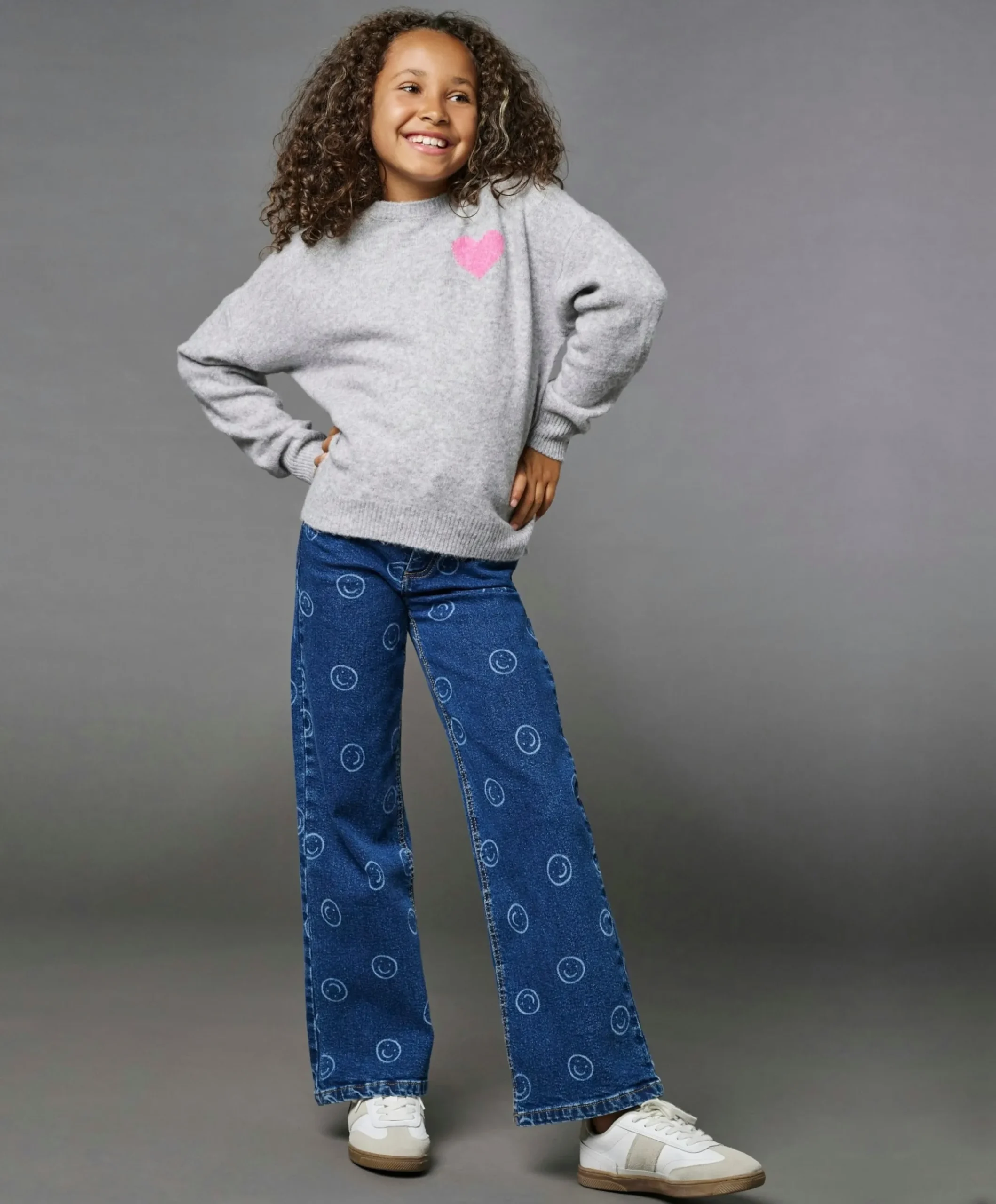 KOGJUICY REG WIDE SMILEY DNM CRO557 meisjes jeans blauw