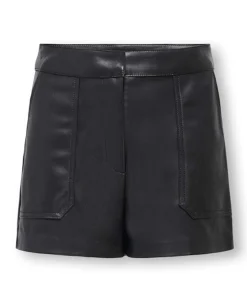 KOGTRICIA FAUX LEATHER OTW meisjes korte broek zwart
