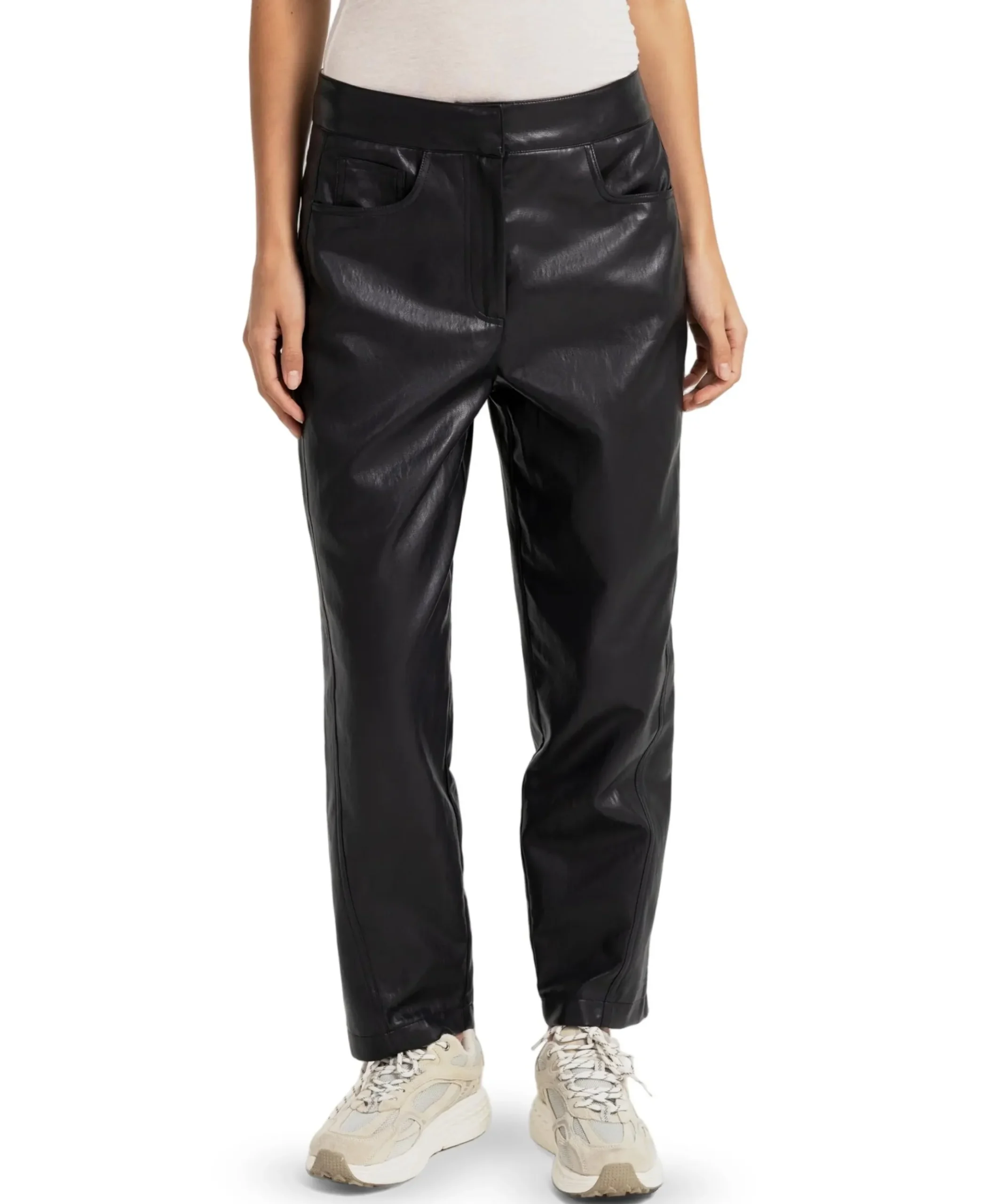 Kunstleren dames broek zwart