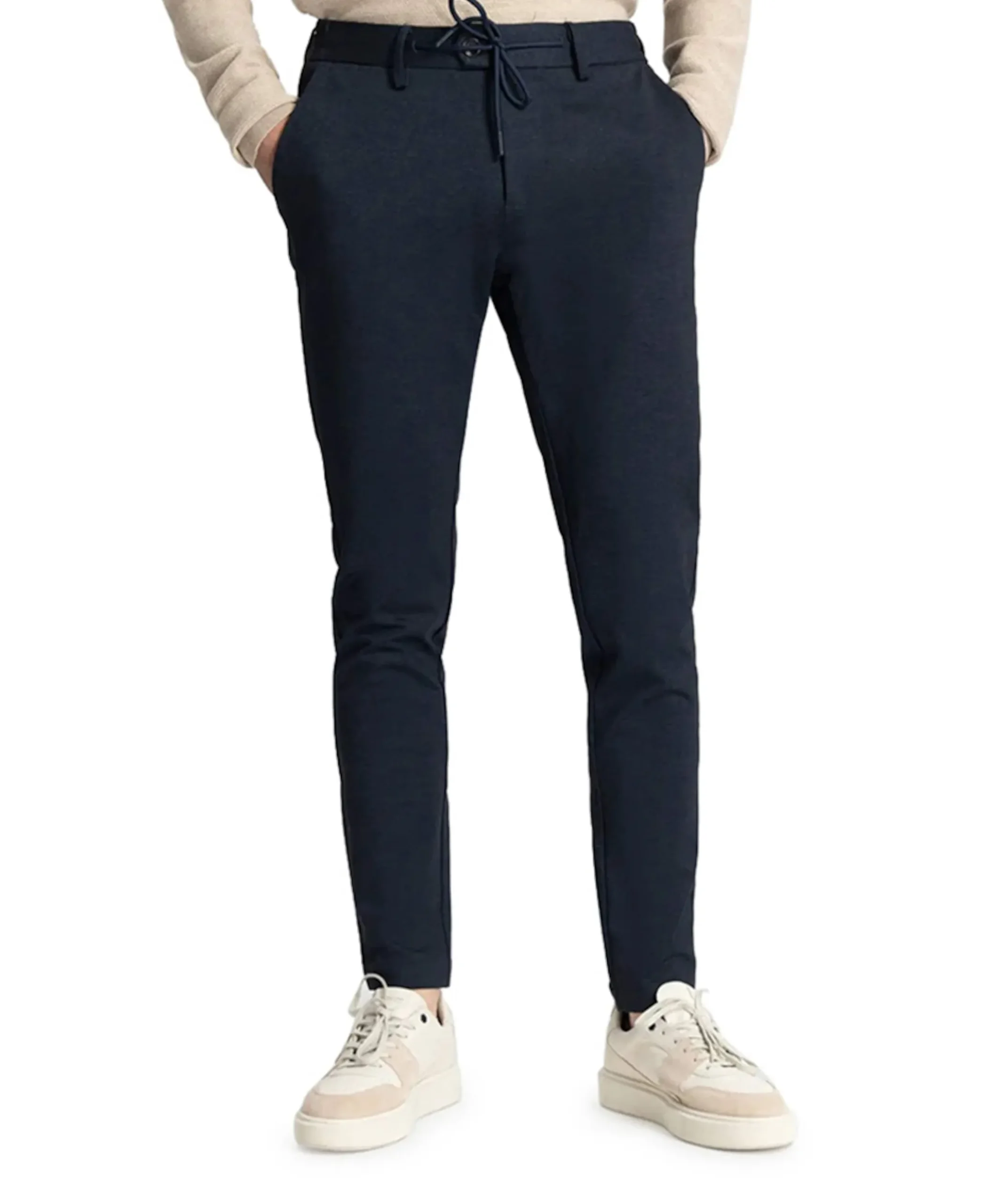 Lancaster Tapered Jogger Pattern sw heren broek blauw