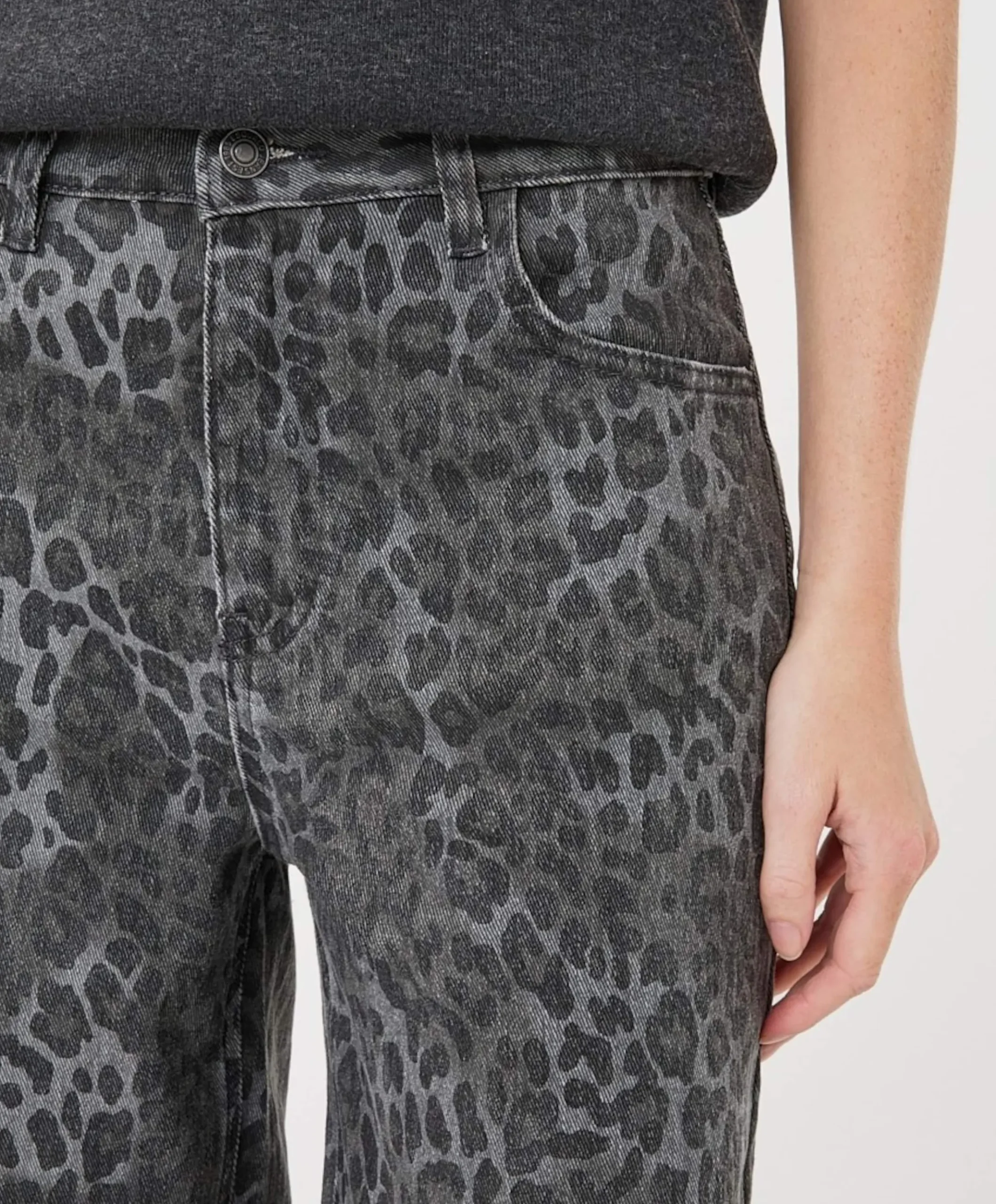 Leopard dames jeans grijs