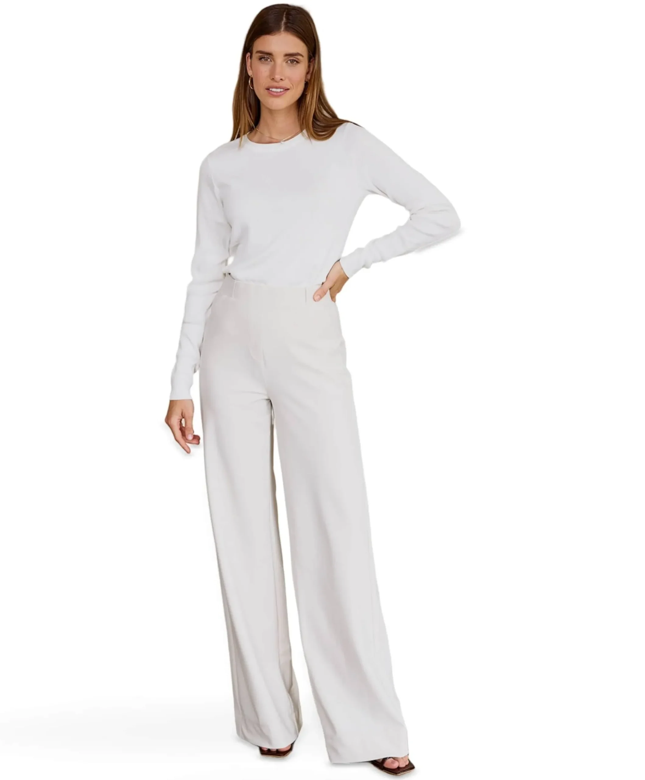 Lexie LONG bonded trousers dames broek ecru