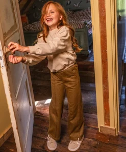 Little lurex sweatpants meisjes broek bruin