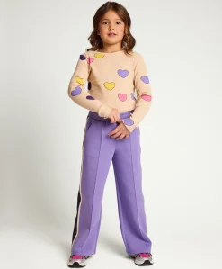 Little scuba wideleg meisjes broek paars