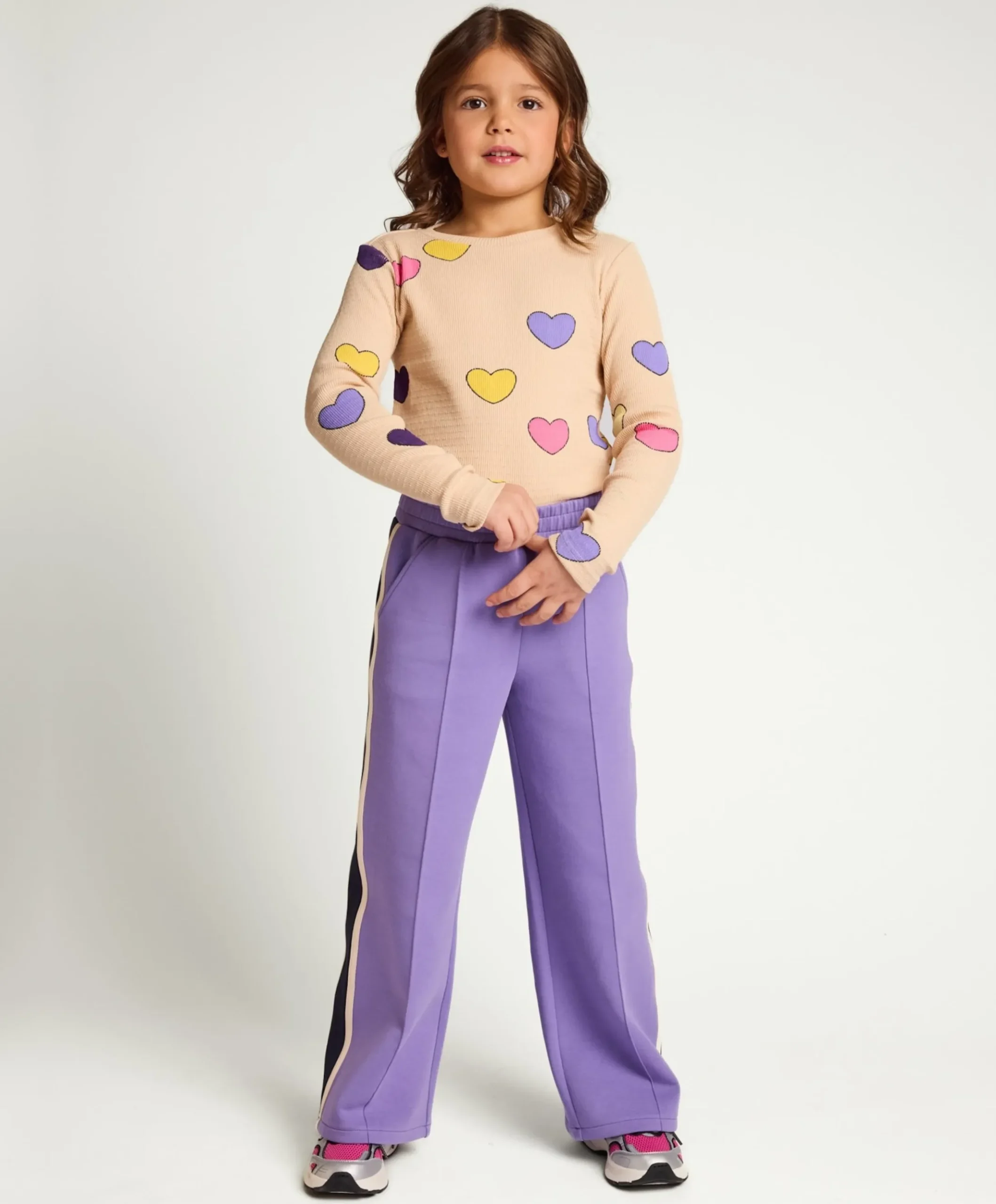 Little scuba wideleg meisjes broek paars