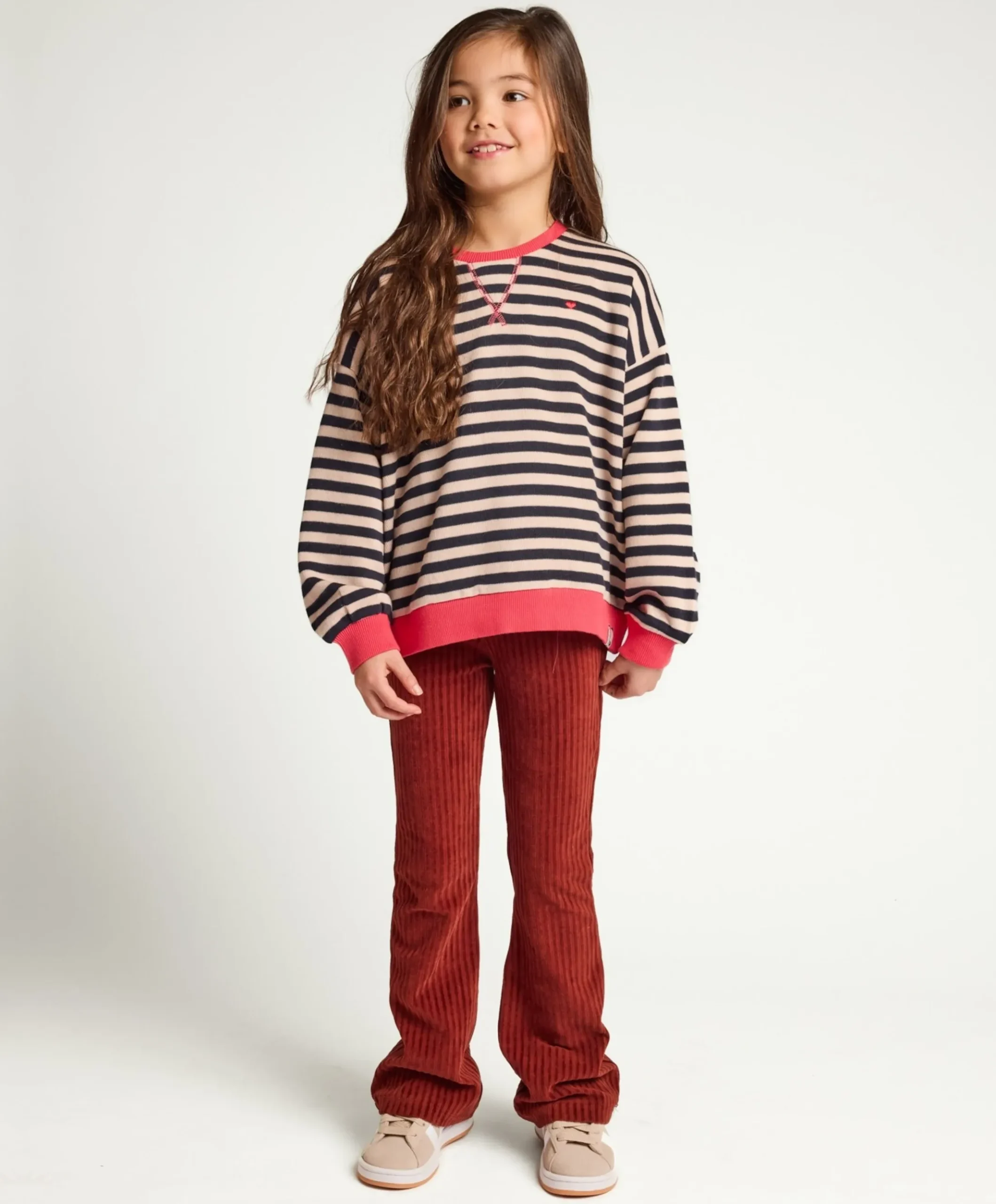 Little velvet flare meisjes broek bruin