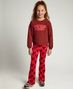 Little velvet flare meisjes broek rood