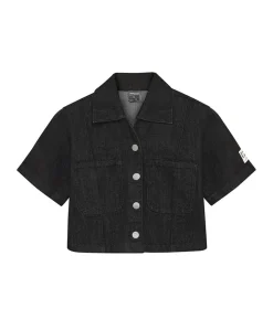 Meisjes blouse korte mouw zwart