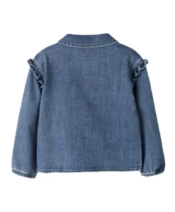 Meisjes blouse lange mouw blauw