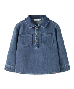 Meisjes blouse lange mouw blauw